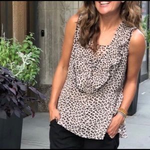 Cabi Flutter Blouse Cheetah Ruffle “XS”